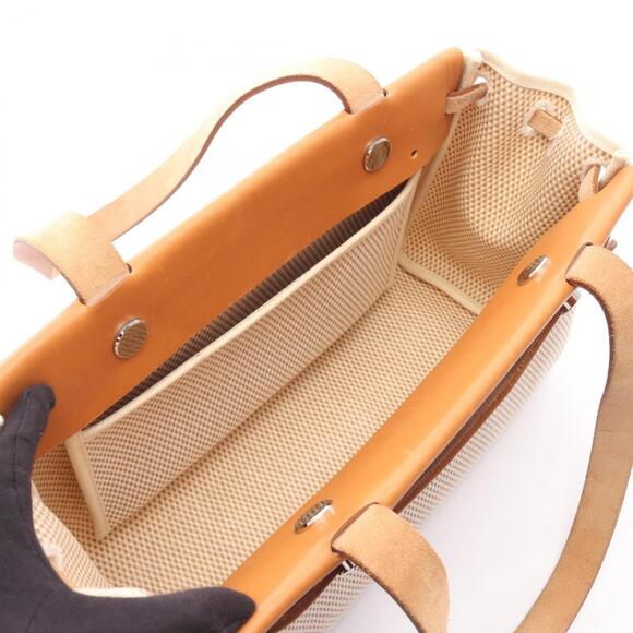 Hermes Herbag Cabas PM Tote Bag Handbag Canvas Leather Toile H Vache Hunter W... - Picture 3 of 15